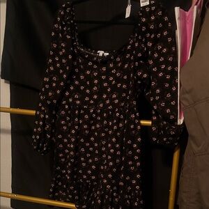 Celebrity Pink Black and Pink Floral Long Sleeve Dress